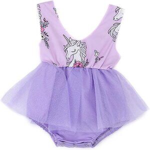 0-3 Months Unicorn Purple Tutu Baby Girl Romper Dress